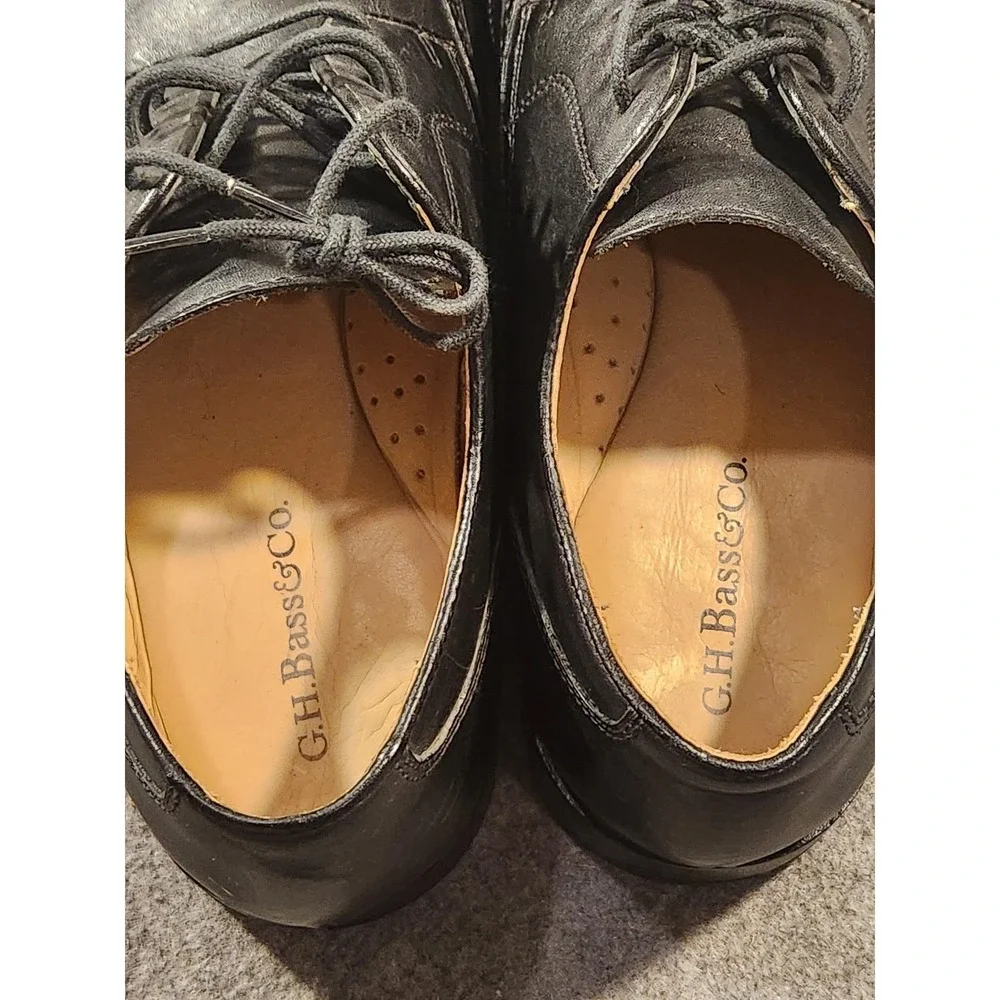 G.H. Bass & Co. Shoes Mens Size 9 Black Leather Brogue Dress BASS-TED Wingtip